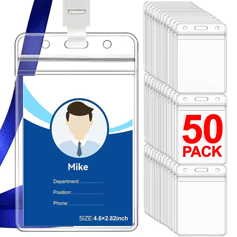 Index Card Holder - 50/40/10/1 Pezzi Porta Badge Trasparente Impermeabile